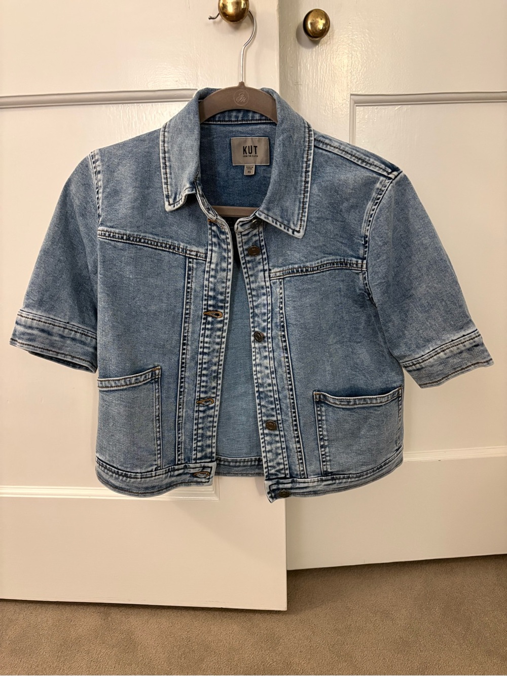 EUC Kut From The Kloth Piper Denim Jean Jacket Short Sleeve XS - Picture 6 of 10